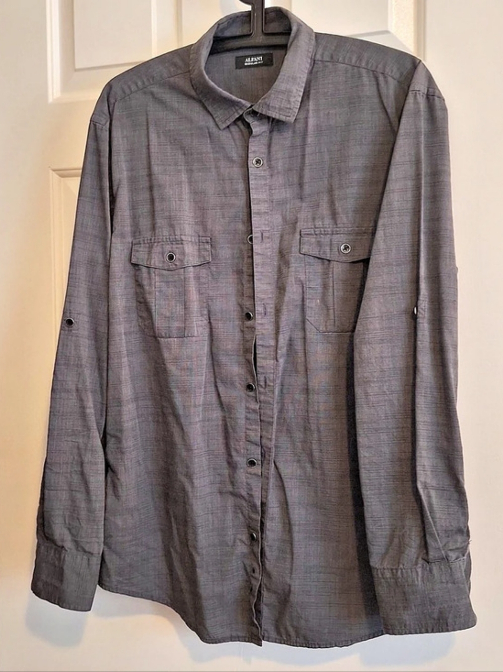 Alfani Men's Gray Checkered Cotton Blend Size Large